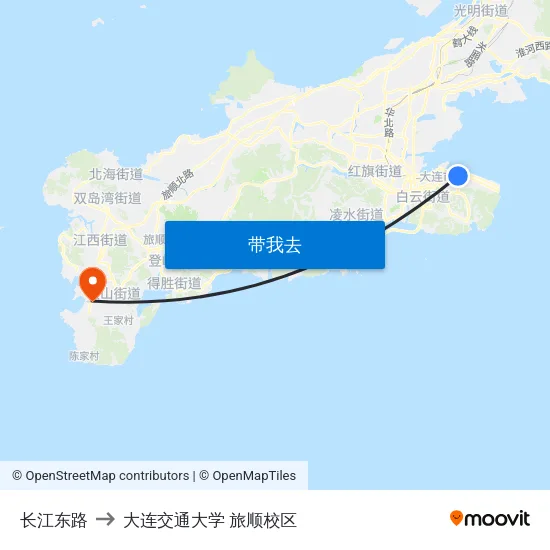 长江东路 to 大连交通大学 旅顺校区 map