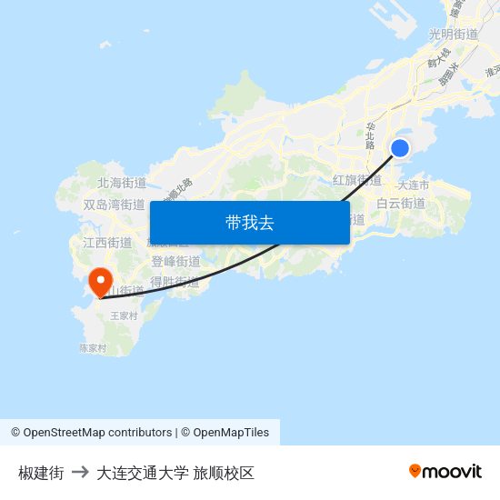 椒建街 to 大连交通大学 旅顺校区 map