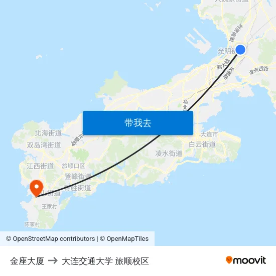 金座大厦 to 大连交通大学 旅顺校区 map