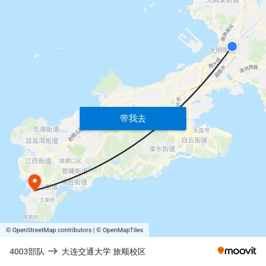 4003部队 to 大连交通大学 旅顺校区 map