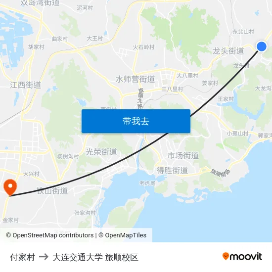付家村 to 大连交通大学 旅顺校区 map