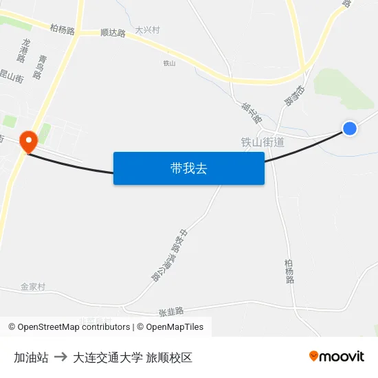 加油站 to 大连交通大学 旅顺校区 map