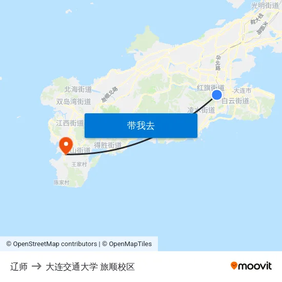 辽师 to 大连交通大学 旅顺校区 map