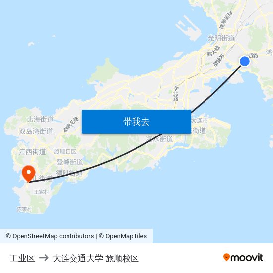工业区 to 大连交通大学 旅顺校区 map