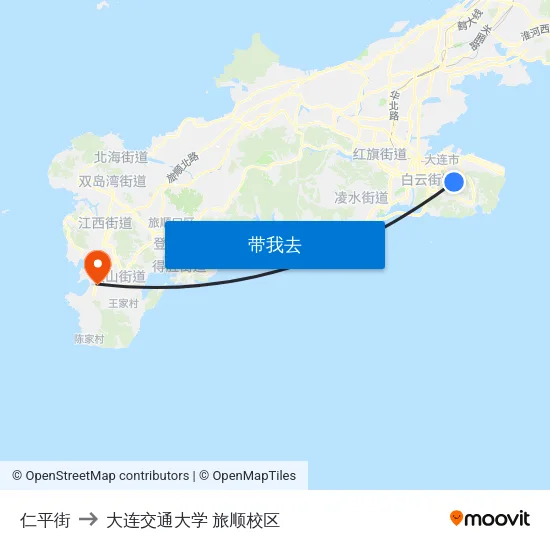 仁平街 to 大连交通大学 旅顺校区 map