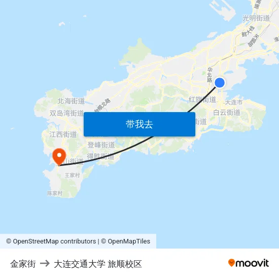 金家街 to 大连交通大学 旅顺校区 map