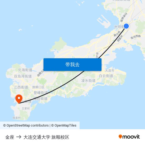 金座 to 大连交通大学 旅顺校区 map