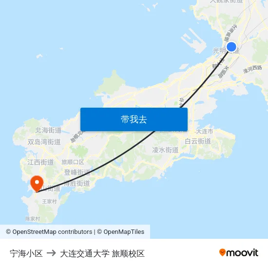 宁海小区 to 大连交通大学 旅顺校区 map