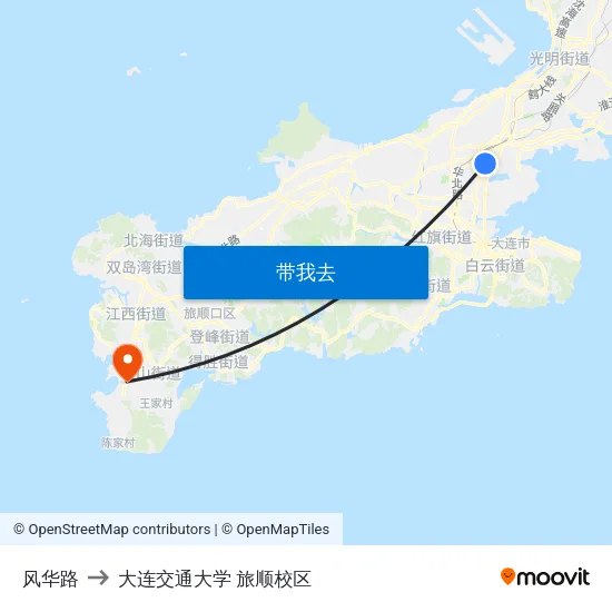 风华路 to 大连交通大学 旅顺校区 map