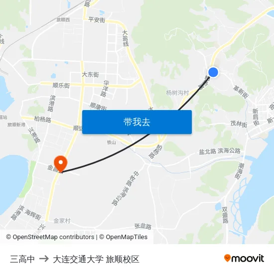 三高中 to 大连交通大学 旅顺校区 map