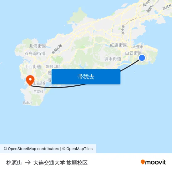 桃源街 to 大连交通大学 旅顺校区 map