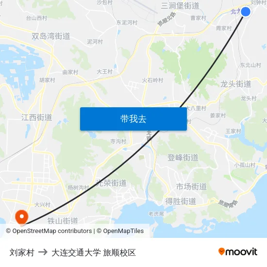 刘家村 to 大连交通大学 旅顺校区 map