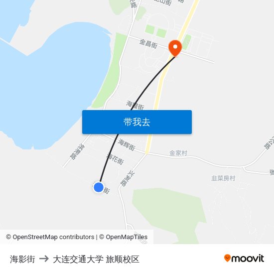 海影街 to 大连交通大学 旅顺校区 map