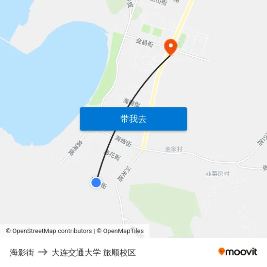 海影街 to 大连交通大学 旅顺校区 map