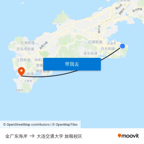金广东海岸 to 大连交通大学 旅顺校区 map