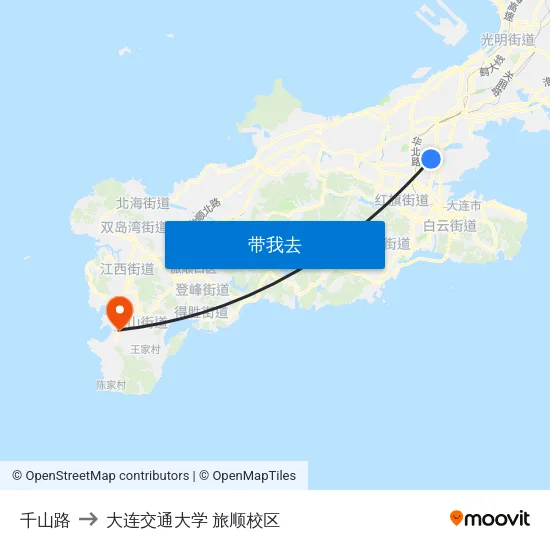 千山路 to 大连交通大学 旅顺校区 map