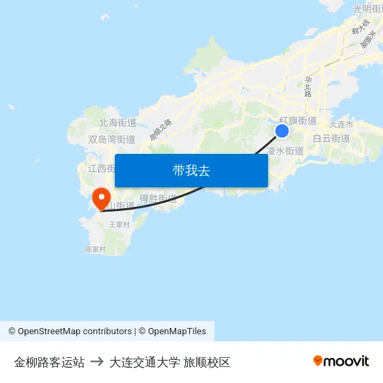 金柳路客运站 to 大连交通大学 旅顺校区 map