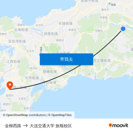 金柳西路 to 大连交通大学 旅顺校区 map