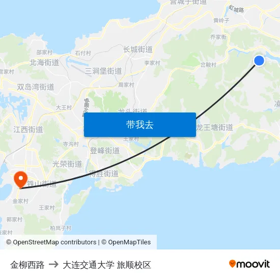 金柳西路 to 大连交通大学 旅顺校区 map