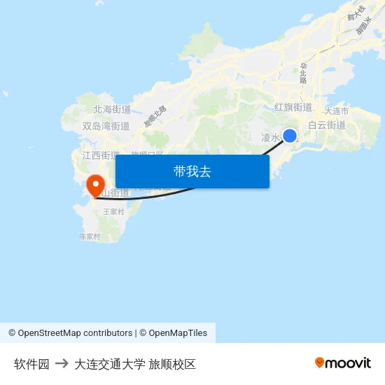软件园 to 大连交通大学 旅顺校区 map