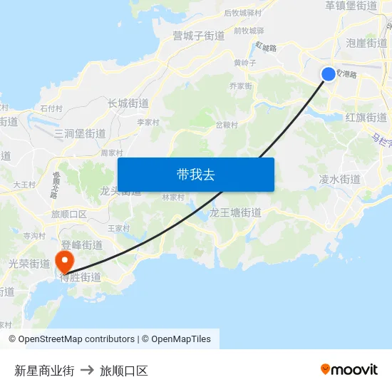 新星商业街 to 旅顺口区 map