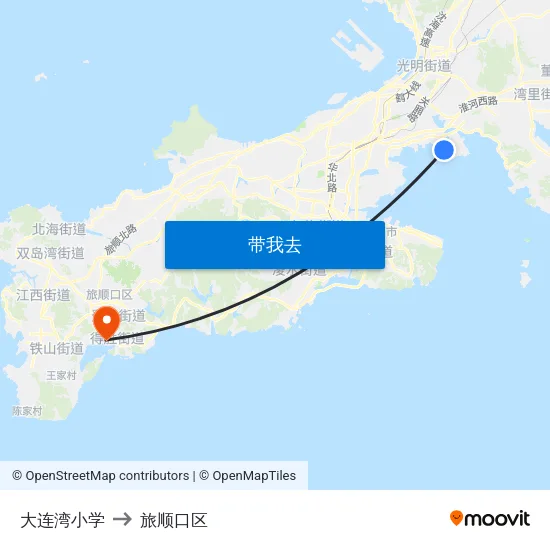 大连湾小学 to 旅顺口区 map