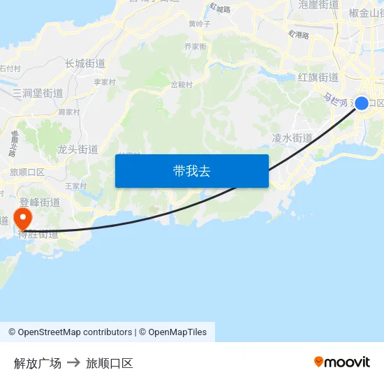 解放广场 to 旅顺口区 map