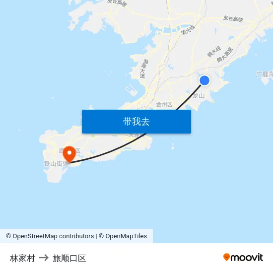 林家村 to 旅顺口区 map