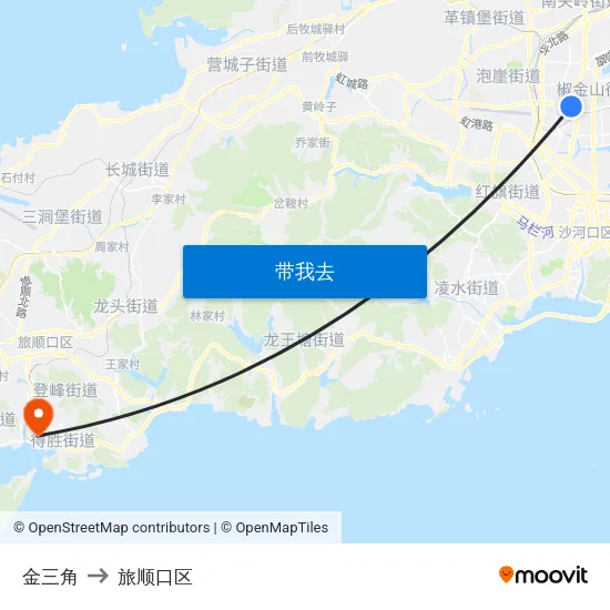 金三角 to 旅顺口区 map