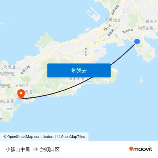 小孤山中里 to 旅顺口区 map