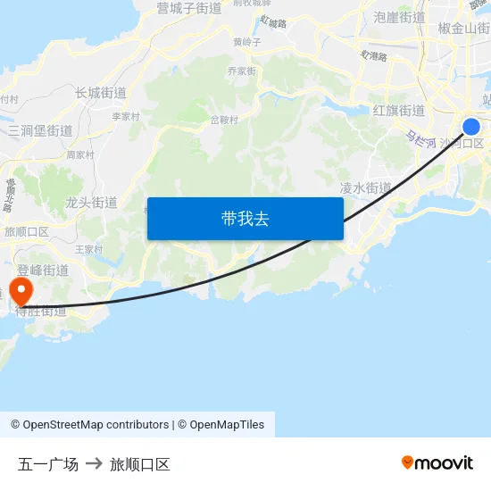 五一广场 to 旅顺口区 map