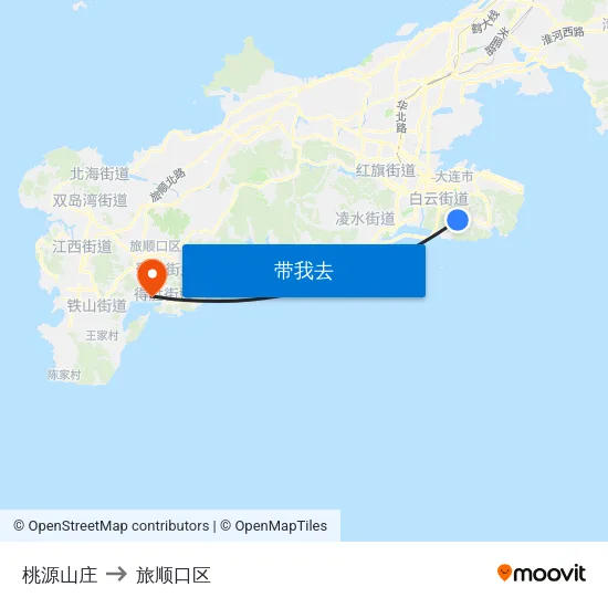 桃源山庄 to 旅顺口区 map