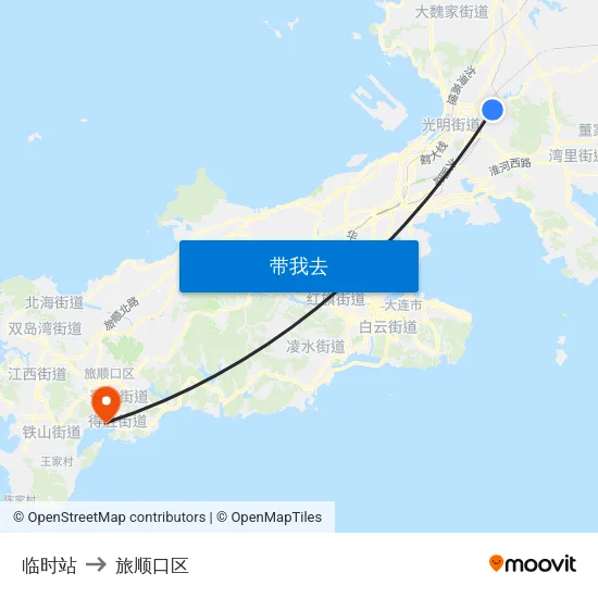 临时站 to 旅顺口区 map
