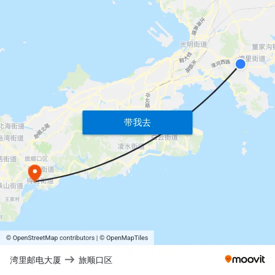 湾里邮电大厦 to 旅顺口区 map