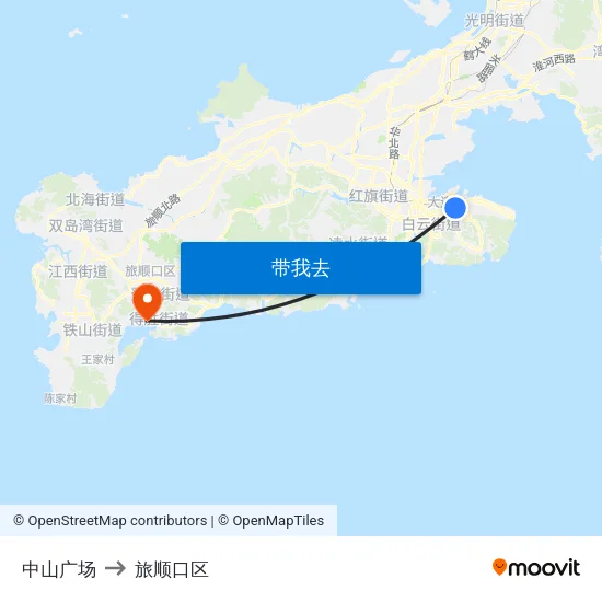 中山广场 to 旅顺口区 map