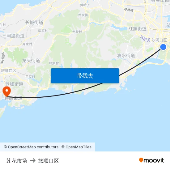 莲花市场 to 旅顺口区 map