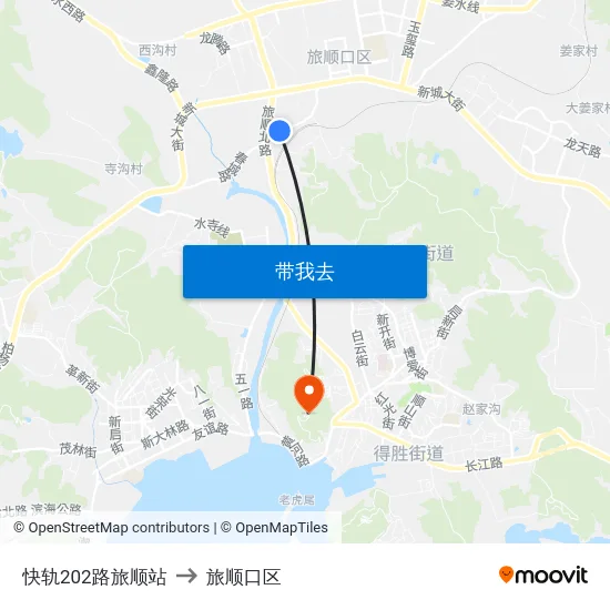 快轨202路旅顺站 to 旅顺口区 map