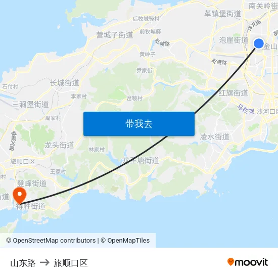 山东路 to 旅顺口区 map