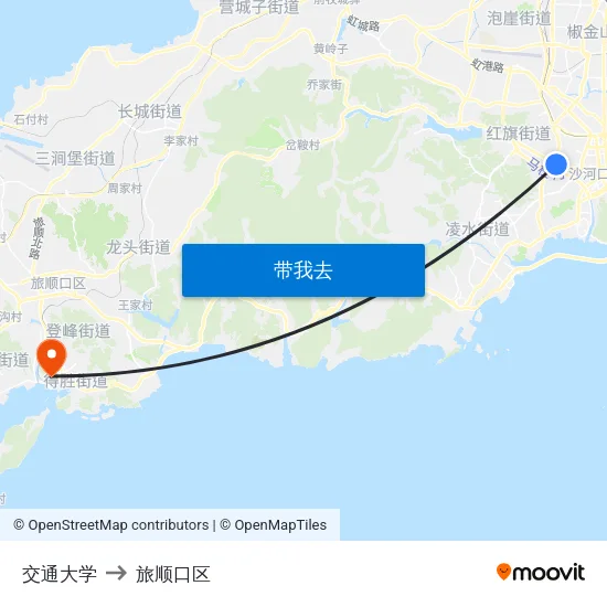 交通大学 to 旅顺口区 map
