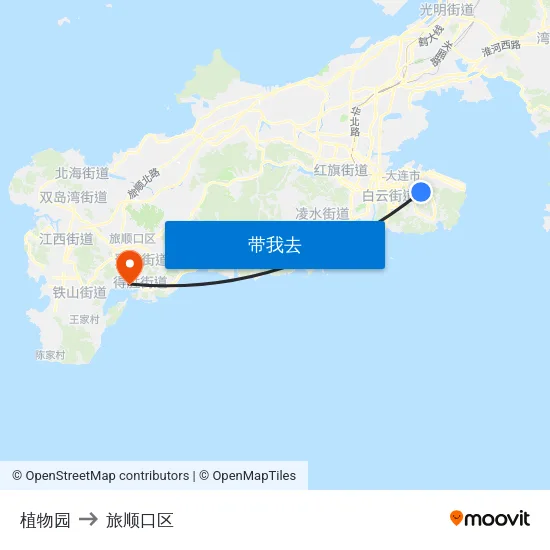 植物园 to 旅顺口区 map