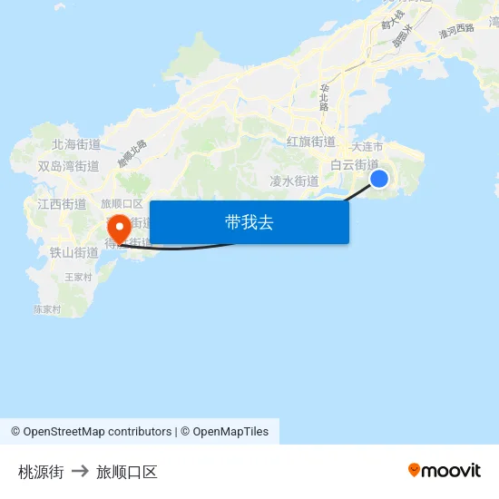桃源街 to 旅顺口区 map
