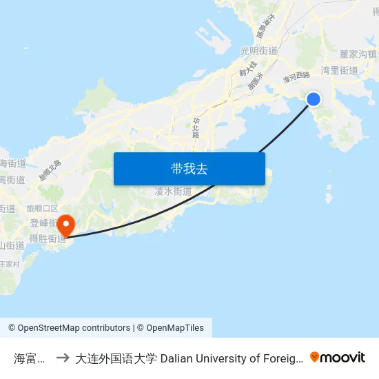 海富经典 to 大连外国语大学 Dalian University of Foreign Languages map