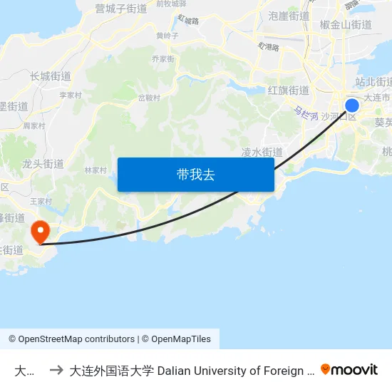 大同街 to 大连外国语大学 Dalian University of Foreign Languages map