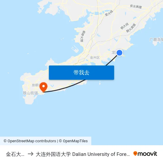 金石大市场 to 大连外国语大学 Dalian University of Foreign Languages map