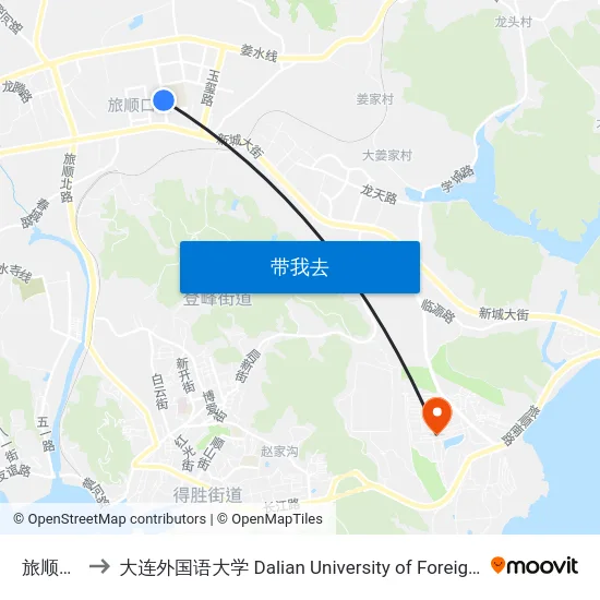 旅顺中学 to 大连外国语大学 Dalian University of Foreign Languages map