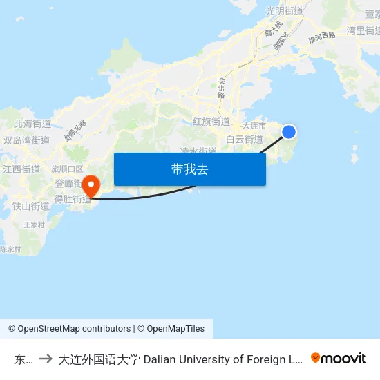 东海 to 大连外国语大学 Dalian University of Foreign Languages map