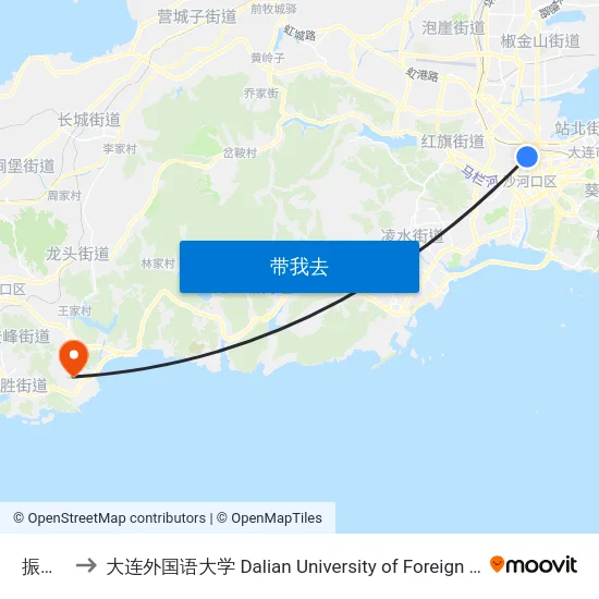 振工街 to 大连外国语大学 Dalian University of Foreign Languages map