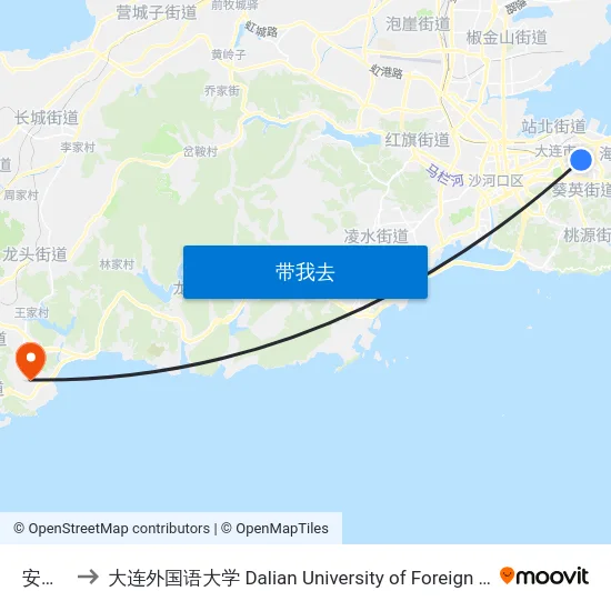 安乐街 to 大连外国语大学 Dalian University of Foreign Languages map