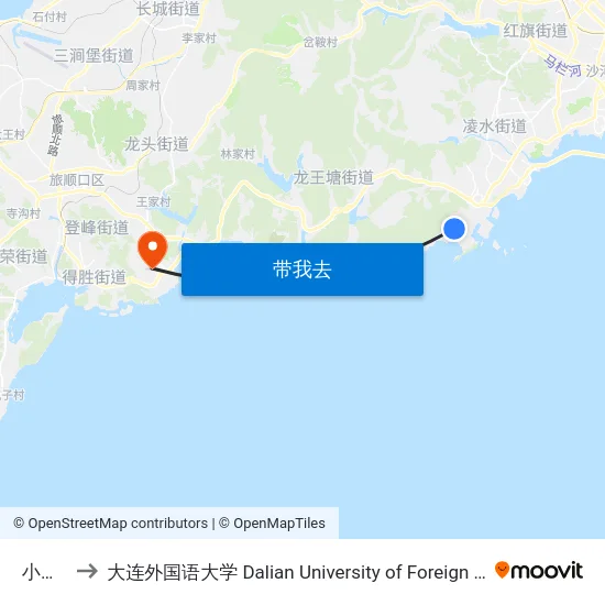 小平岛 to 大连外国语大学 Dalian University of Foreign Languages map