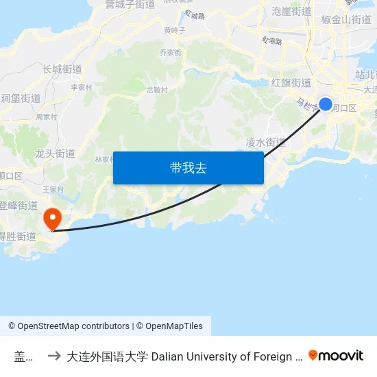 盖州街 to 大连外国语大学 Dalian University of Foreign Languages map